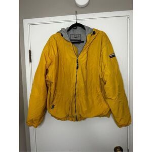 Gear Womens Outer Gear Yellow Hooded Full Zip Lined Jacket Size Large